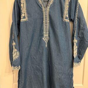Embroidered Denim Tunic